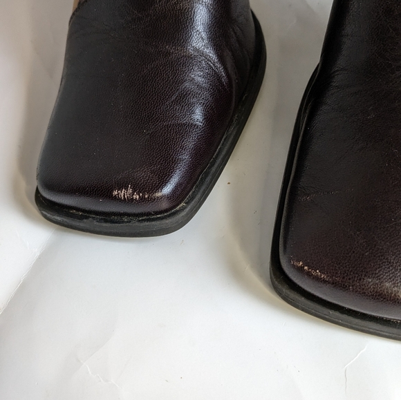 Vintage Brown Patchwork Y2K/90s Block Heel Boots - Picture 6 of 8